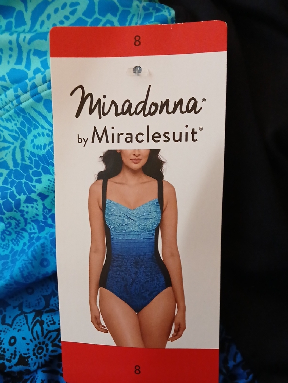 NWT Miraclesuit Blues/Black Slimming Flattering Swimsuit Size 8 - Picture 2 of 3